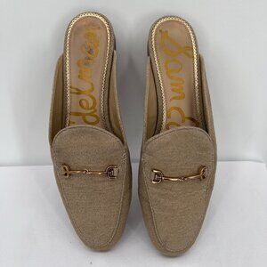 Sam Edelman Tan Linen Slip-On Mules Loafers Women’s 10M